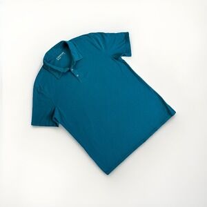 American Giant Standard Polo Shirt Men Large Blue Aqua Preppy Golf Pickleball
